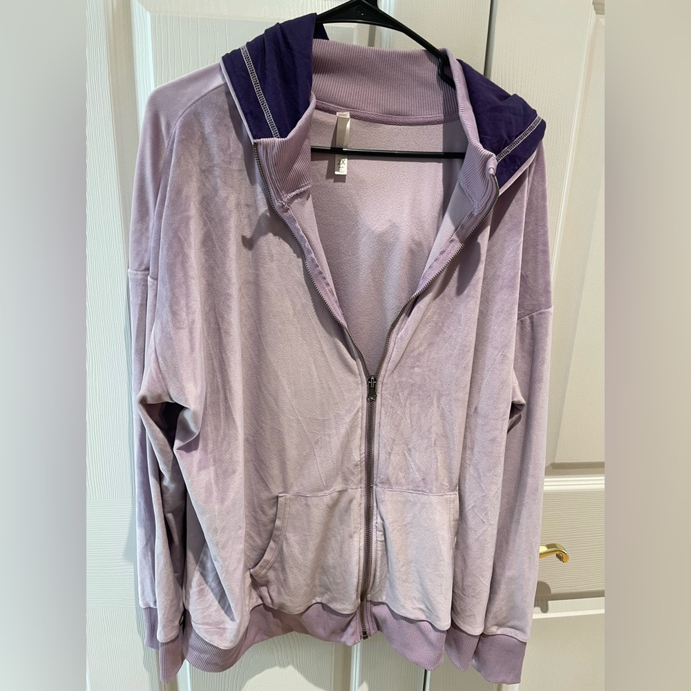 LulaRoe light purple velour zip up hoodie